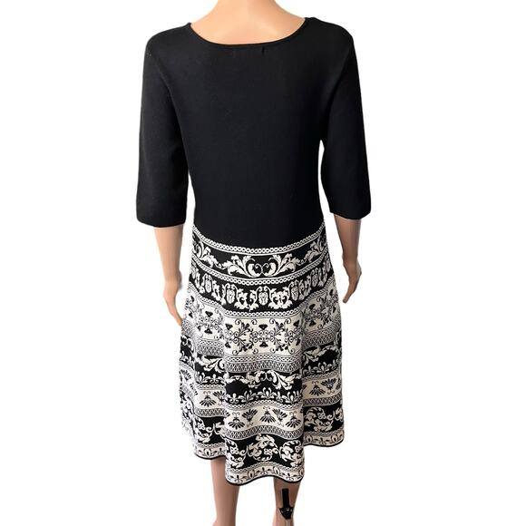 Roz & Ali New With Tag Knit Fair Isle Sweater Midi Dress M Floral Soft Cabincore - Picture 3 of 6